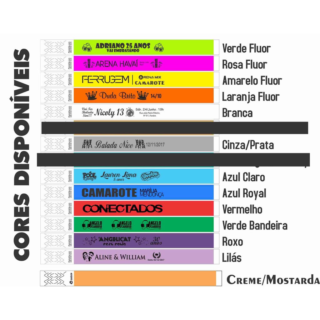 Kit 400 Pulseiras De Identificação Personalizadas Festas, Eventos, VIP |  Shopee Brasil