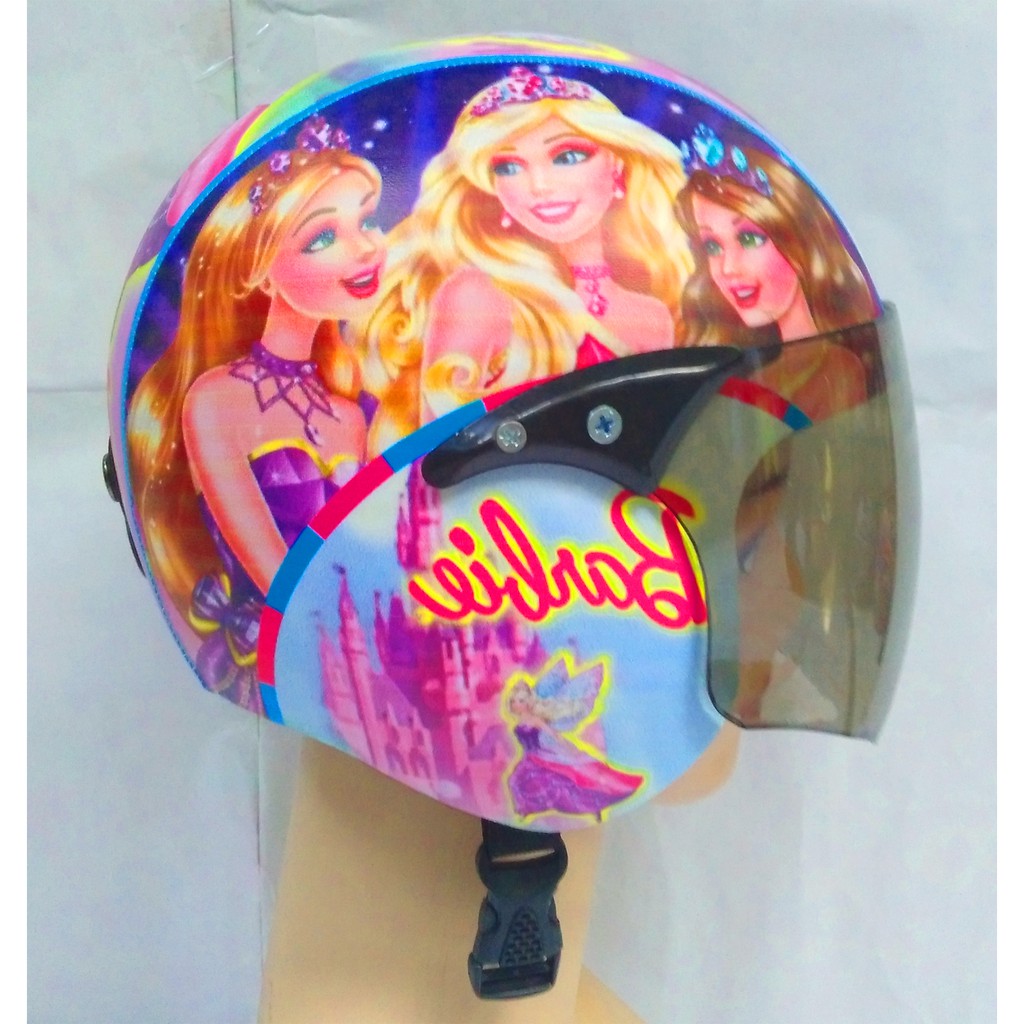 Jual helm anak full face boneka barbie untuk usia 2-7 tahun
