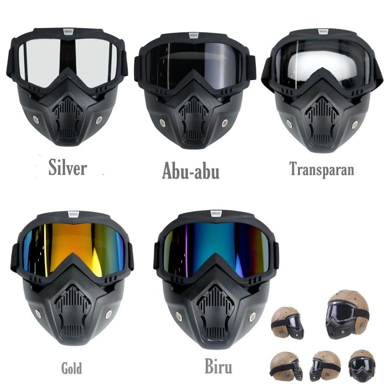 Jual kacamata helm goggles mask motor retro windproof kacamata helm