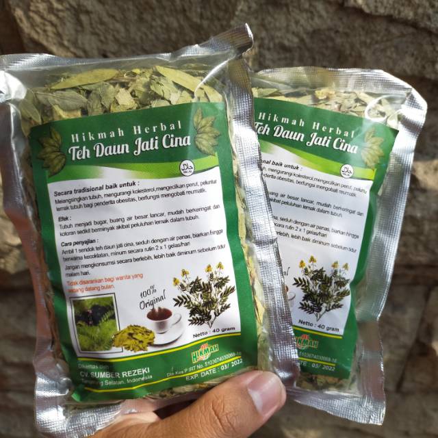 Jual teh daun jati cina / teh daun jati cina hikmah herbal 40gr / teh
