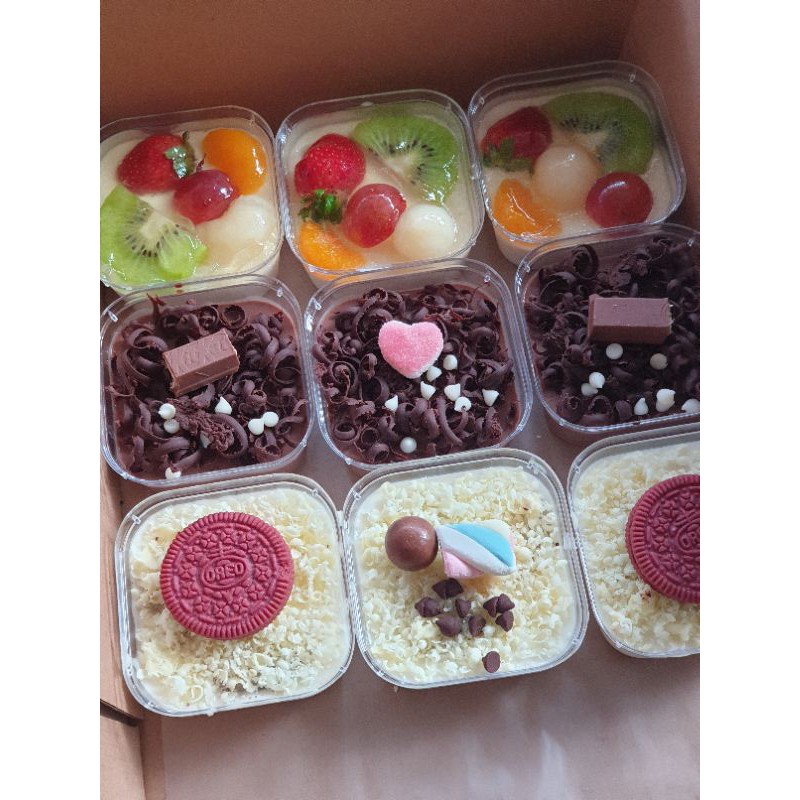 Jual puding cup coklat puding buah mini pudding hampers parcel puding