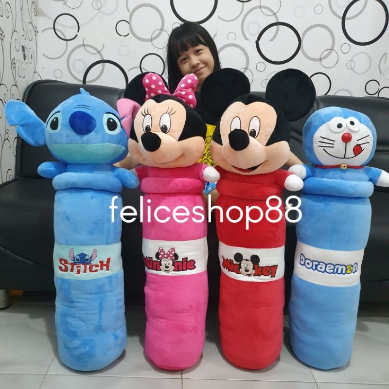 Jual guling boneka minnie mickey mouse doraemon stitch besar