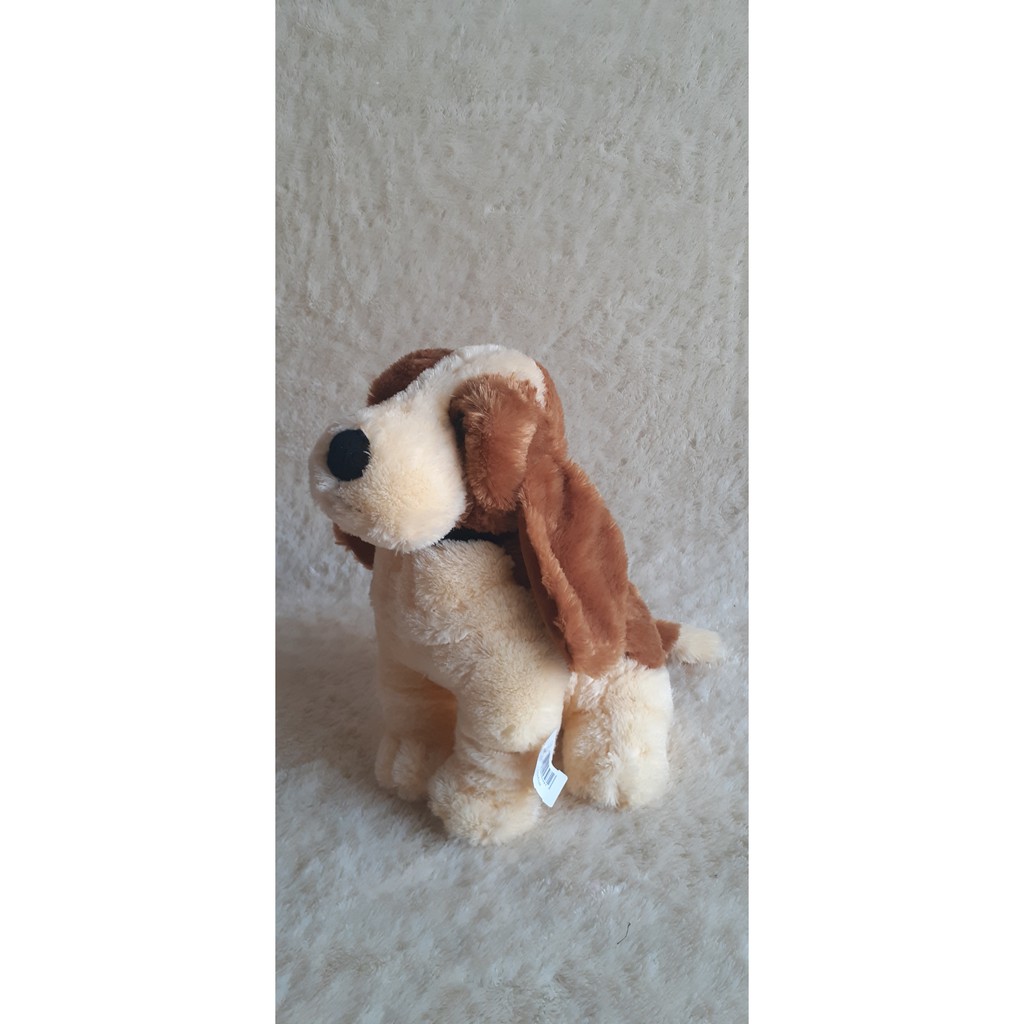 Jual dog hush puppies, boneka anjing hush puppies duduk, ukuran m dan l