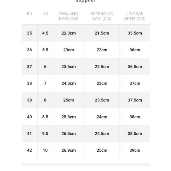 Jual size chart h&m