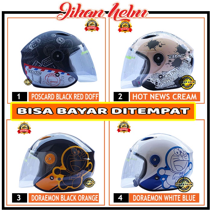 Jual helm / bmc / helm bmc / helm bmc milan doraemon retro black orange