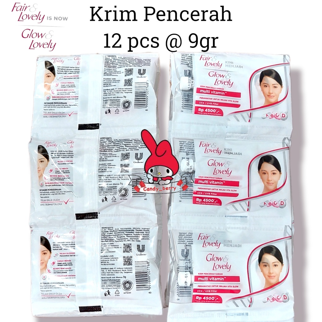 Jual fair & lovely krim pencerah dan multivitamin cream sachet isi 9gr