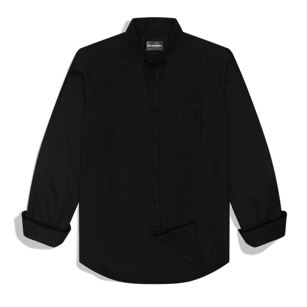 Jual kemeja hitam pria lengan panjang