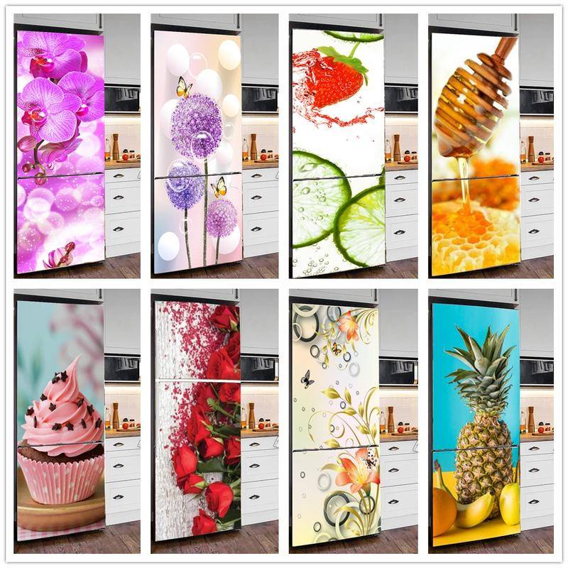 Food wallpaper for refrigerator 3d wall sticker fruit self-adhesive pvc