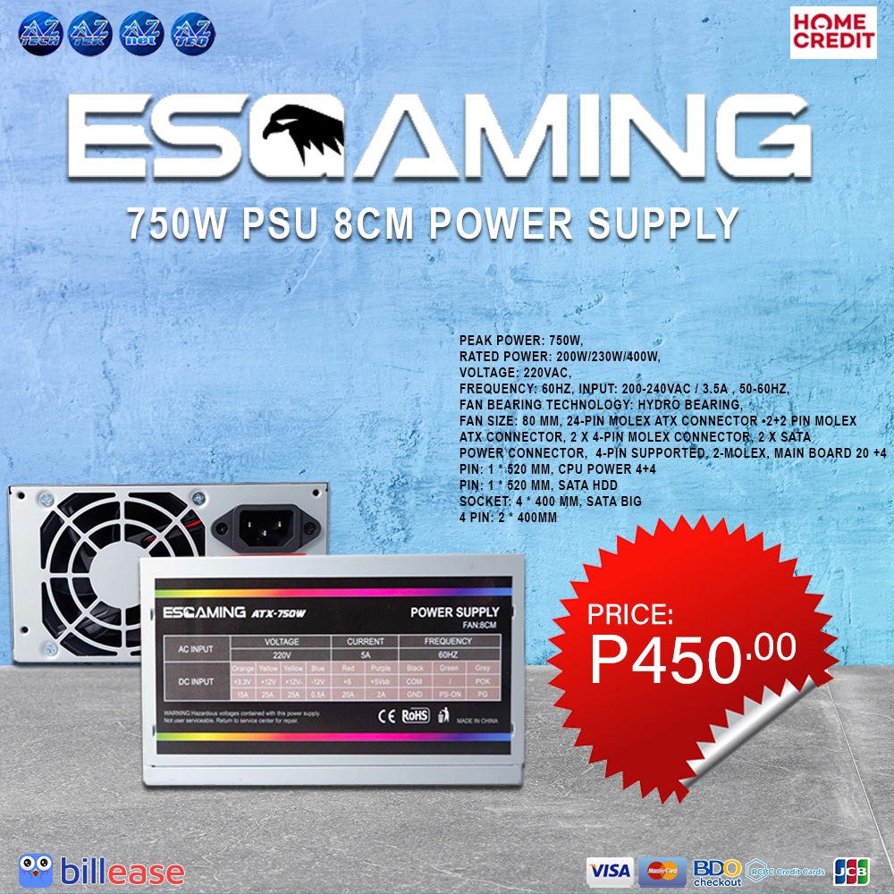 ESGAMING Power Supply ATX 750W And 750W 8CM 220V Shopee Philippines Ph 11134207 7r98y