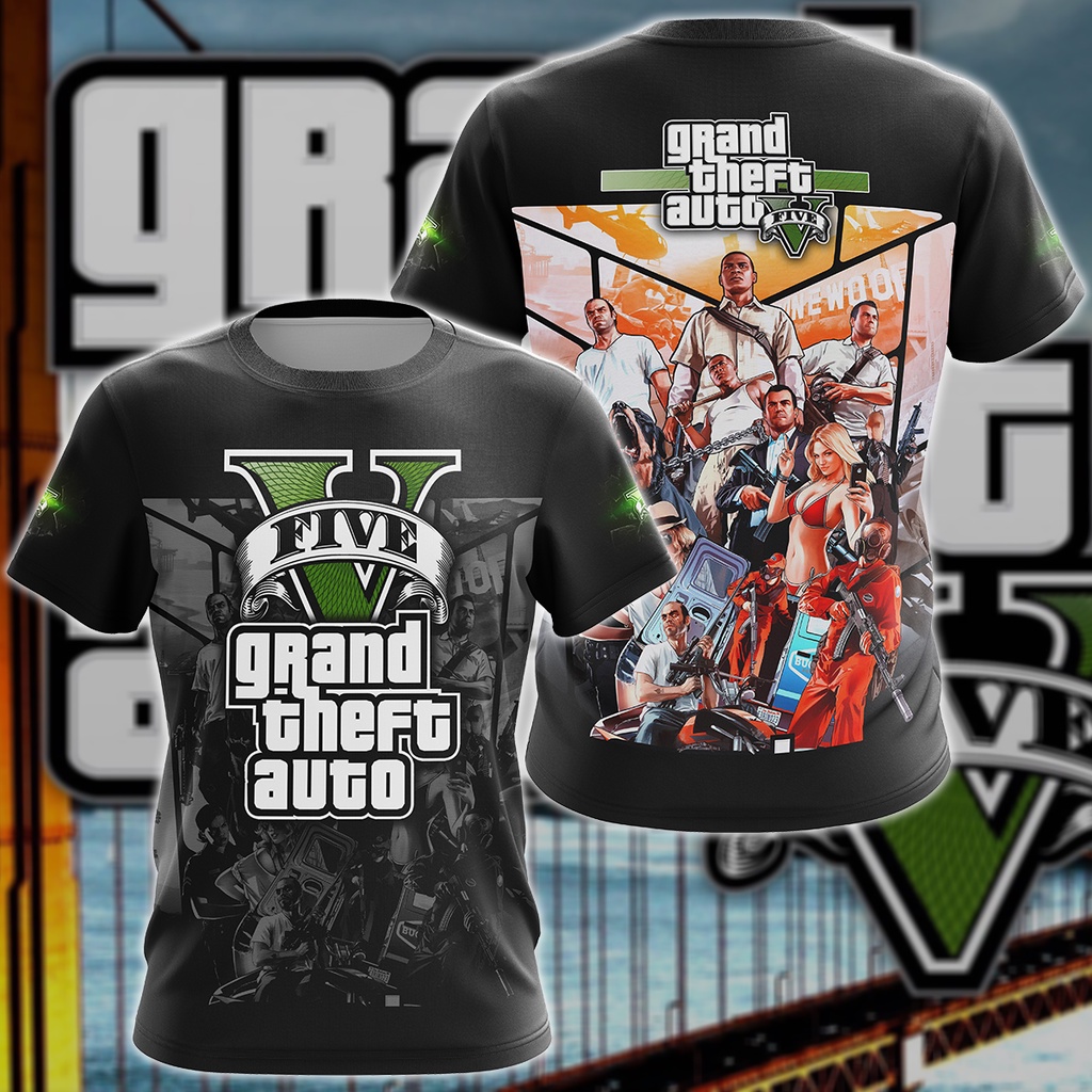 GTA Grand Theft Auto V Video Game 3D Print T Shirt Shopee Philippines Sg 11134201 7rbmp