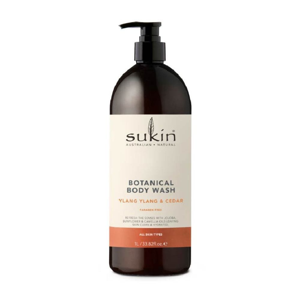 Sukin ylang ylang & cedar botanical body wash (purify, hydrate and soften the skin) 1l