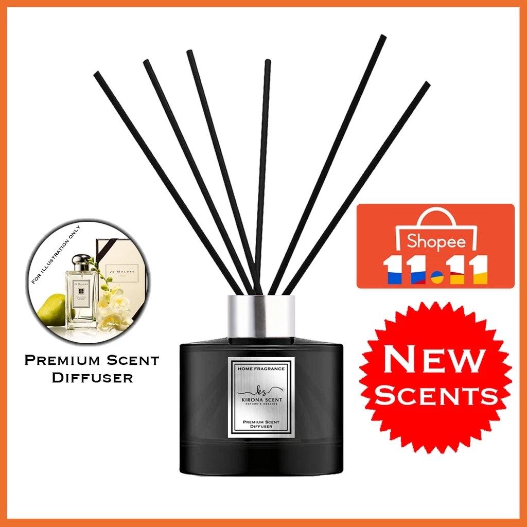 Classic Black Aroma Reed Diffuser. 110ML Large Capacity. Good for Gifts Come w box
