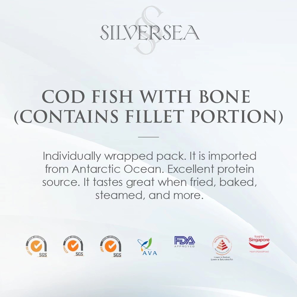 Silversea - Cod Fish Round Steak 1kg Frozen Seafood Premium Patagonian Toothfish Chilean Sea Bass Snow Cod