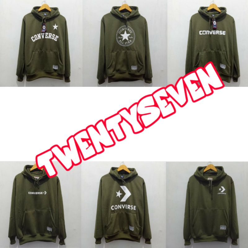 เสื้อแจ็กเก็ตกันหนาว มีฮู้ด ลาย converse ijo army premium allstar