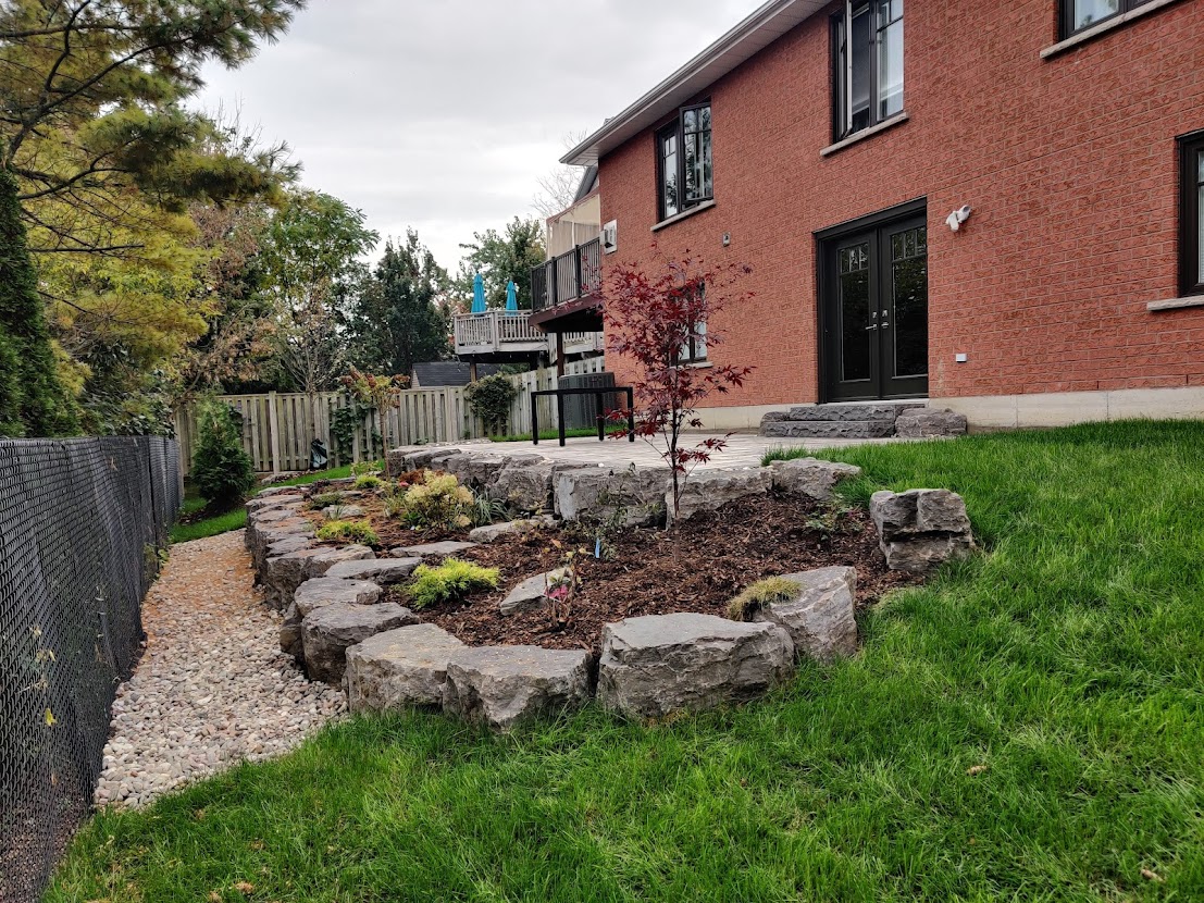 Backyard retaining wall