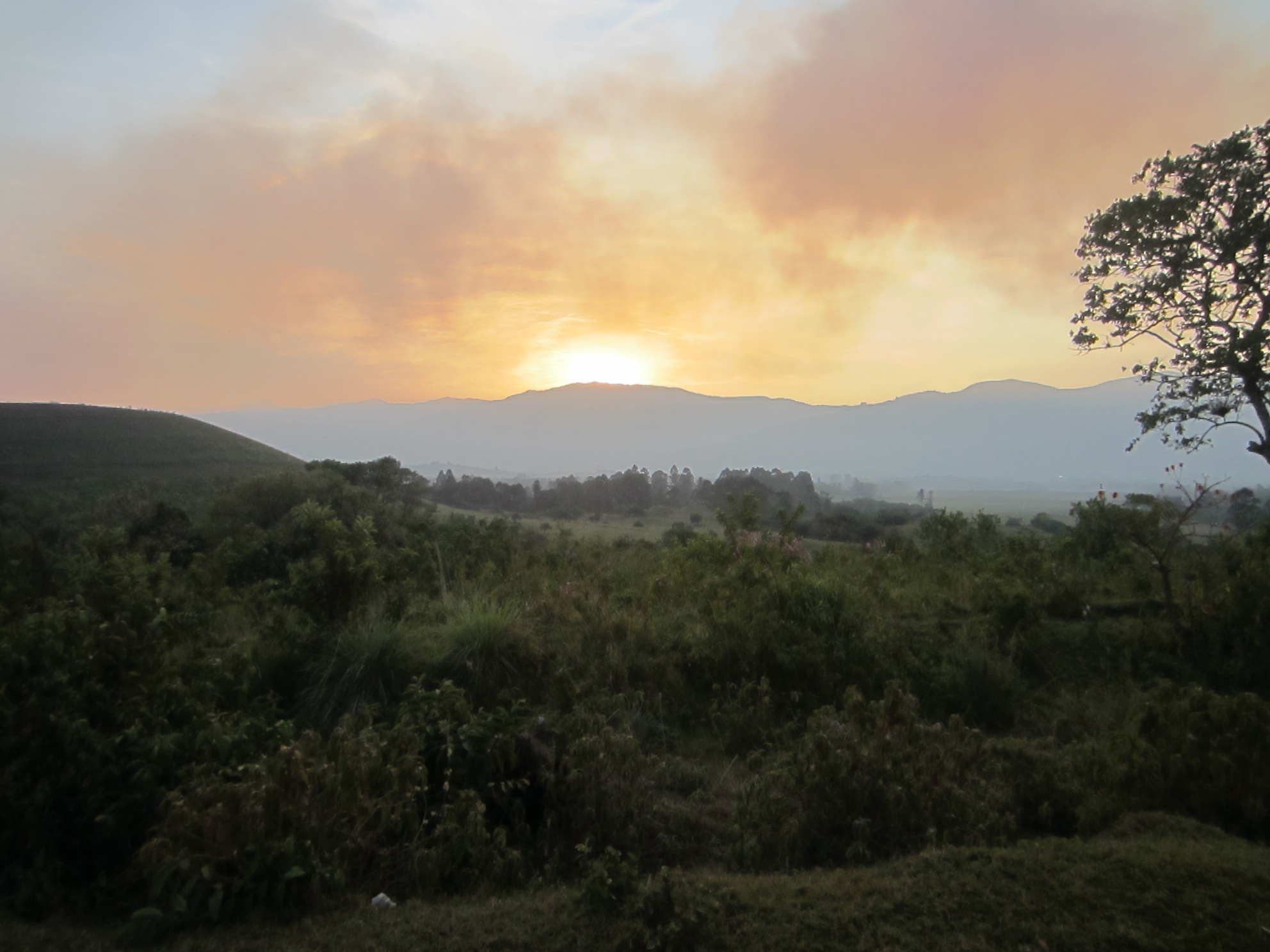 Sunset through the haze of the smoke