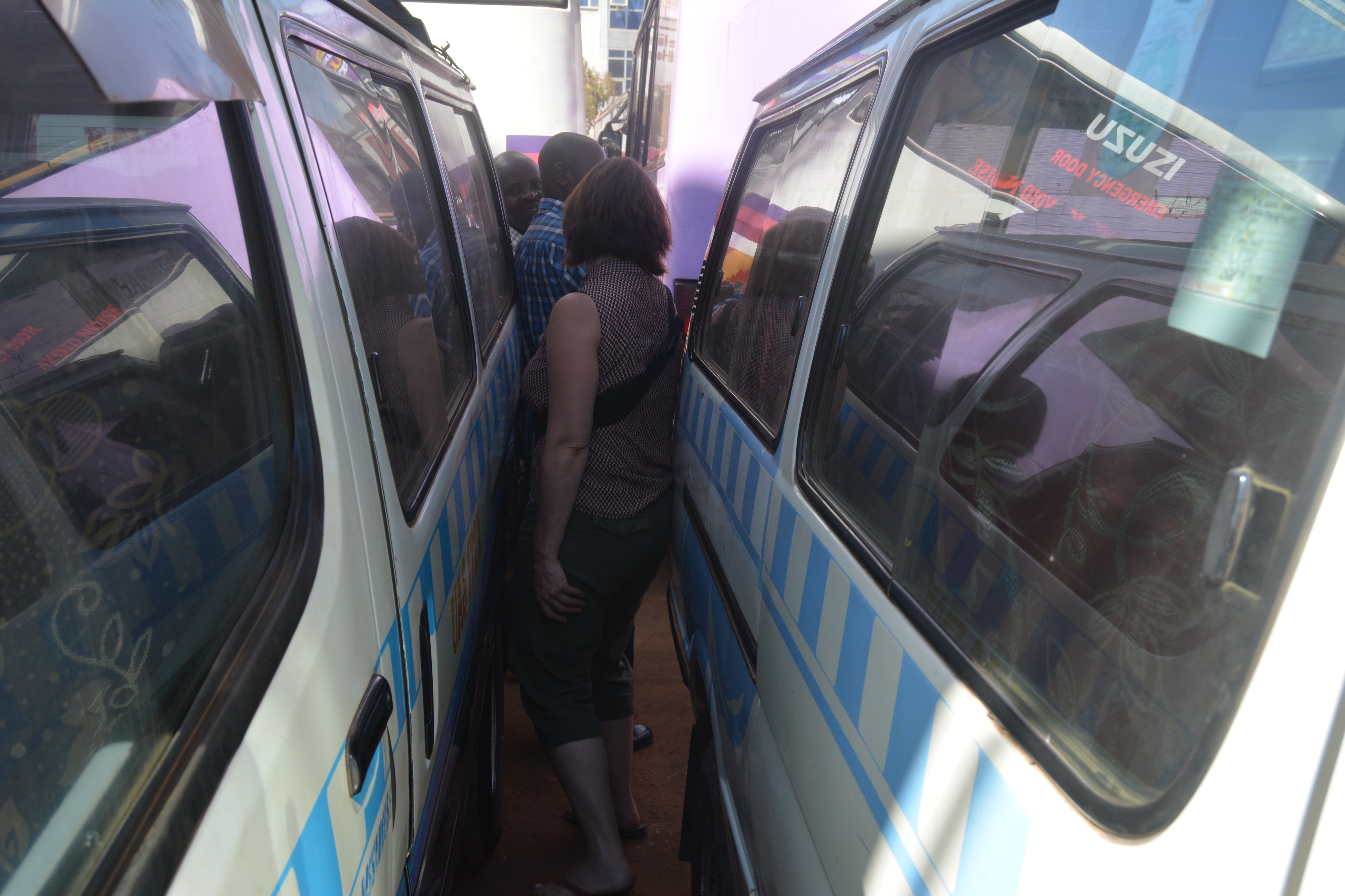 Trying to get to the door of my taxi