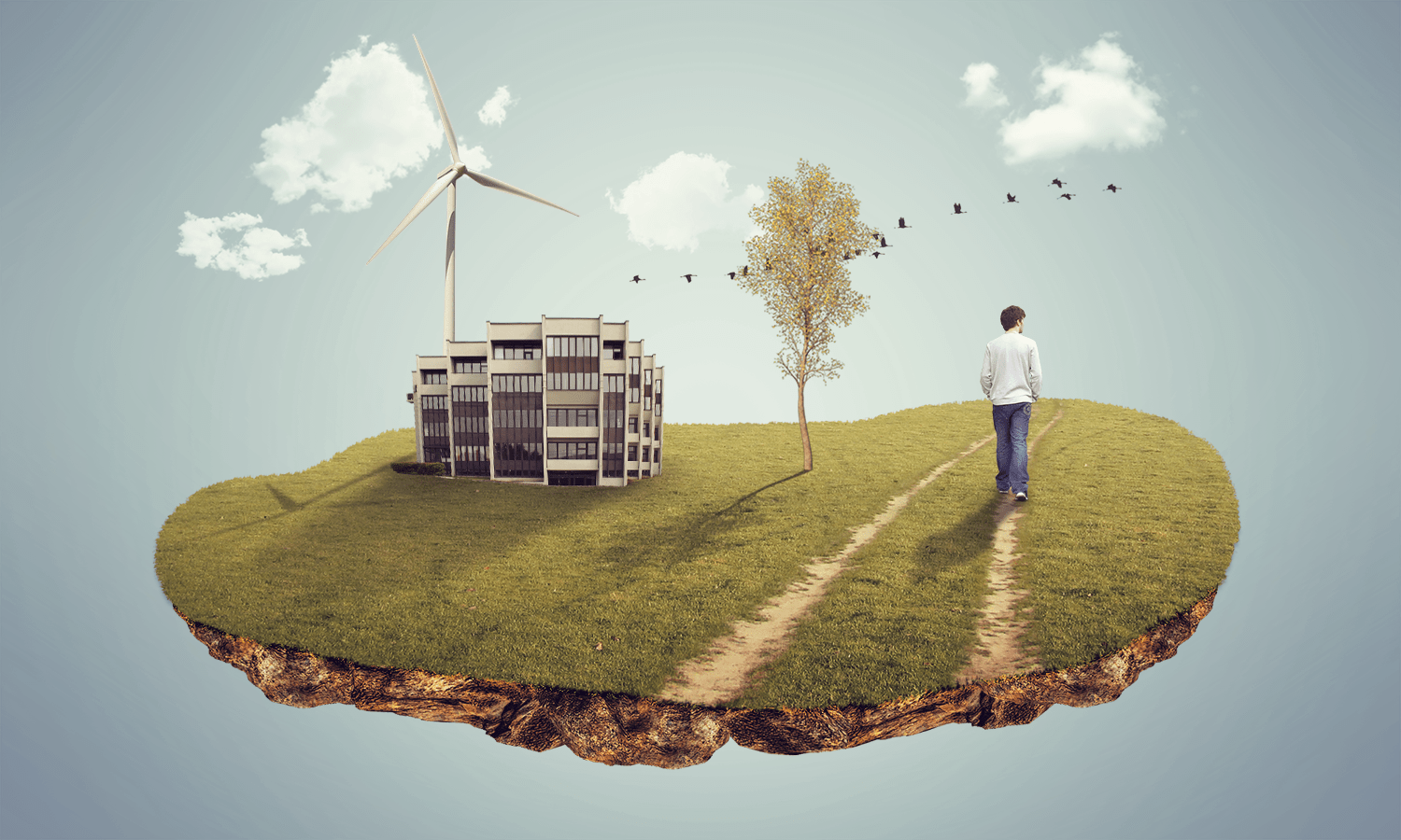 Floating Island Photo Manipulation PSD Download PSD