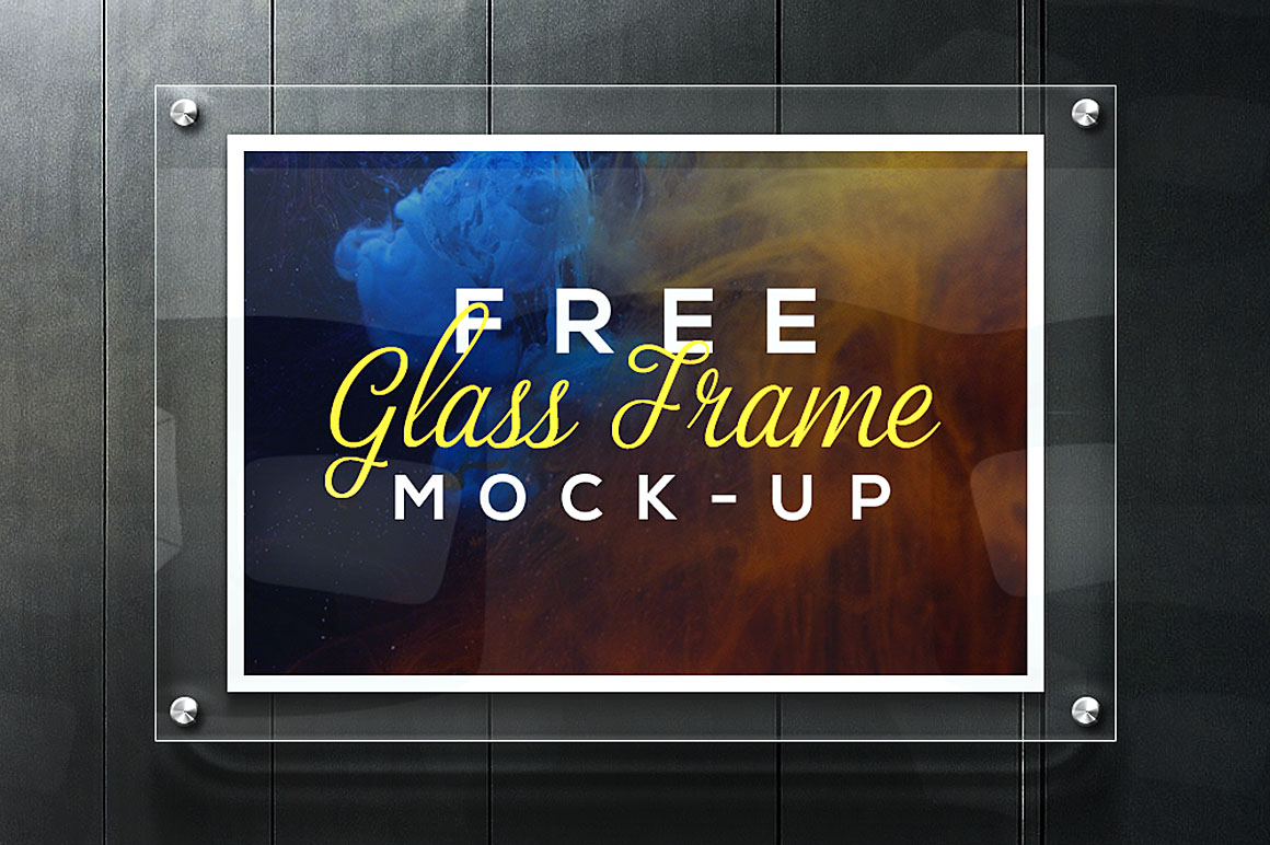 Realistic Glass Frame Mockup Free PSD Download PSD