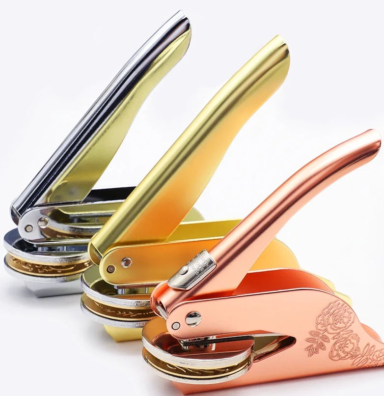 Customized Stainless Steel Seal Embosser, Hand-Held Embossing Stamp, for Books Envelopes and napkins.