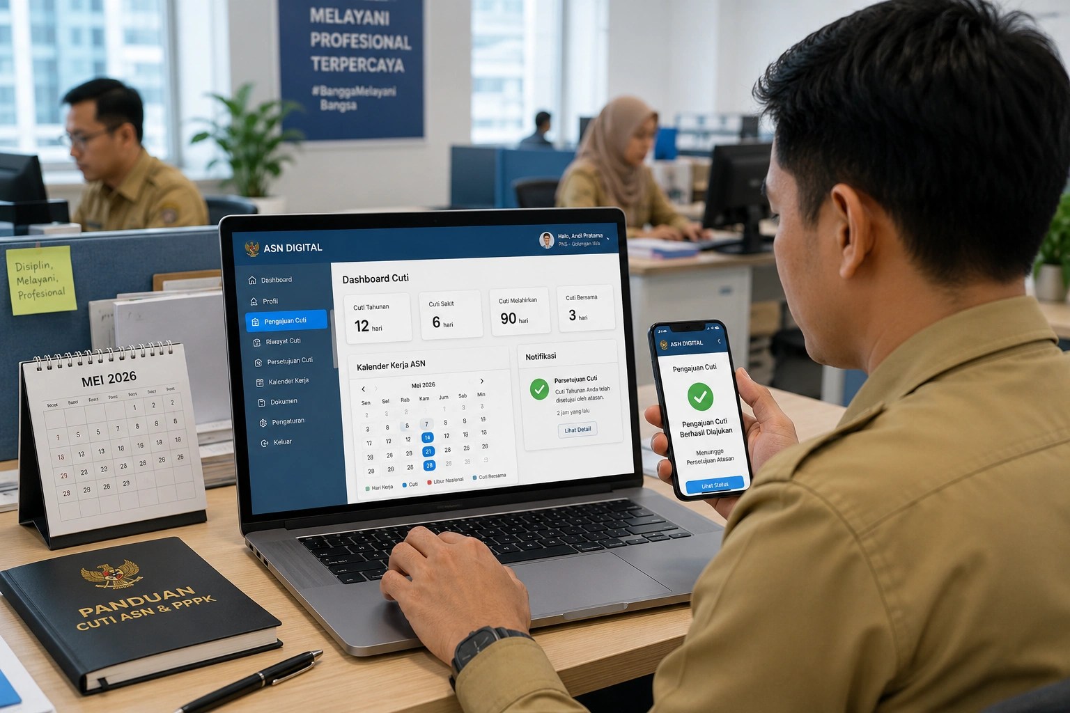 ASN sedang mengajukan cuti tahunan melalui sistem kepegawaian digital
