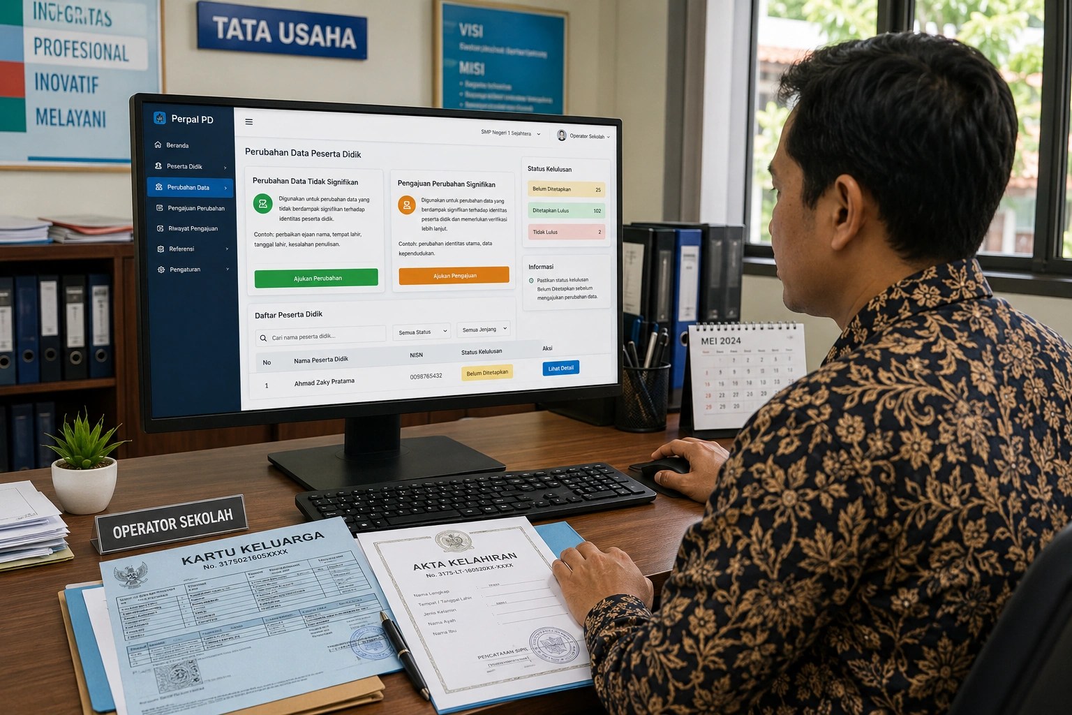 Operator sekolah memperbaiki kesalahan identitas siswa pada sistem e-ijazah SD dan SMP melalui Perpal PD.