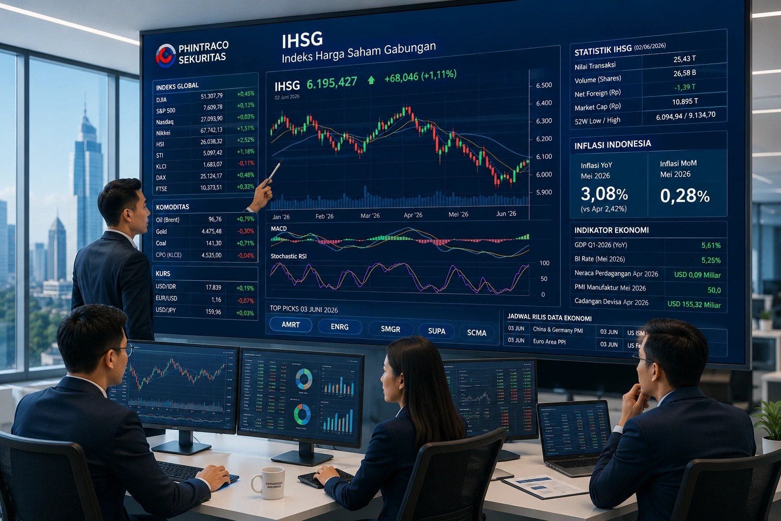 Grafik pergerakan IHSG dan analisis pasar saham Indonesia 3 Juni 2026.