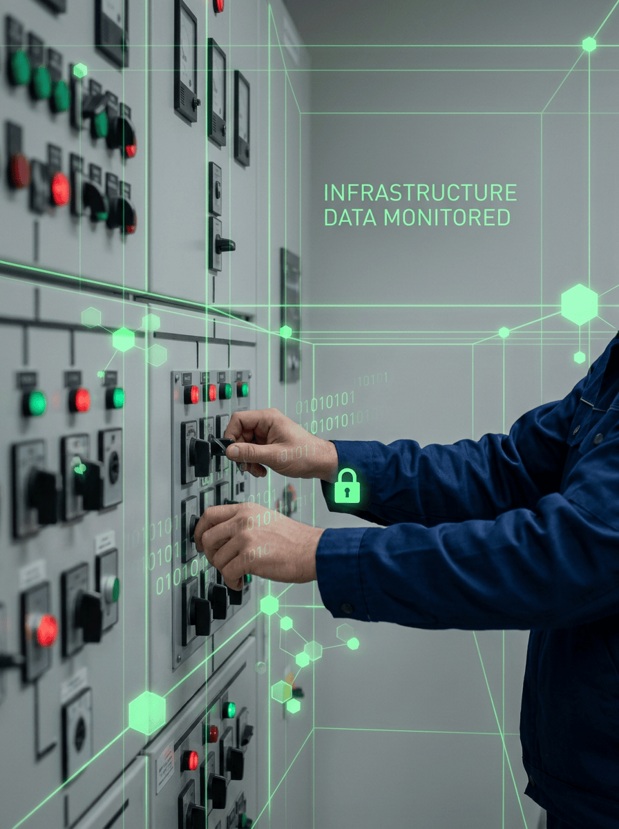 Cybersecurity shield on circuit board, DPC commitment