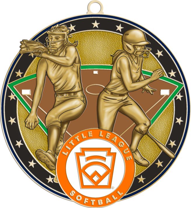 L-304-G LITTLE LEAGUE SOFTBALL MEDAL -GOLD