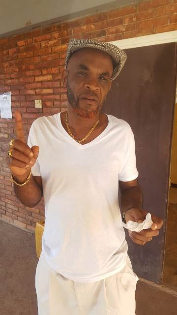 Austin Woodman cast his vote at the Kumaka Extension Centre, Mabaruma.