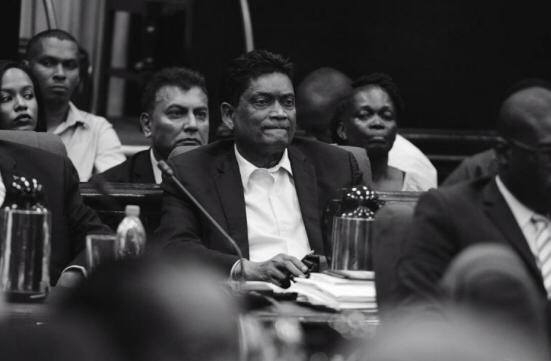 Former Member of Parliament, Charrandass Persaud during the 111th Sitting of the 11th Parliament.