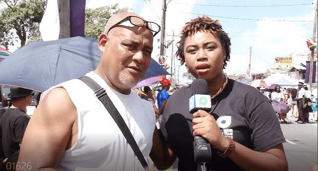 Visitor Julio from Cuba, chats with Department of Public Information’s correspondent Alleya Hamilton.