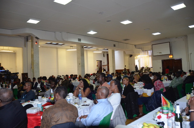 A section of the packed St. Stephen's Church Hall in Queens, New York yesterday 