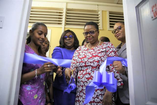 Minister of Public Health, Volda Lawrence and Minister within the Ministry of Public Health, Dr. Karen Cummings officially open the state-of-the-art digital Laboratory at the Skeldon District Hospital.
