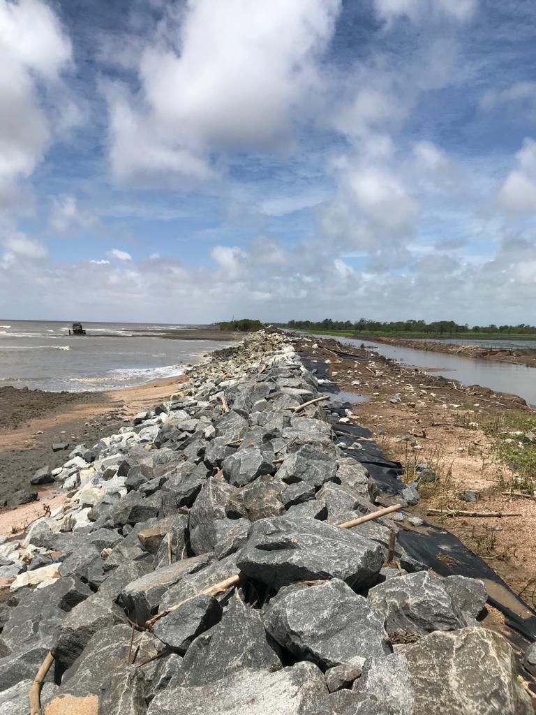 Tons of boulders laid to rebuild sea defence at Danzigt