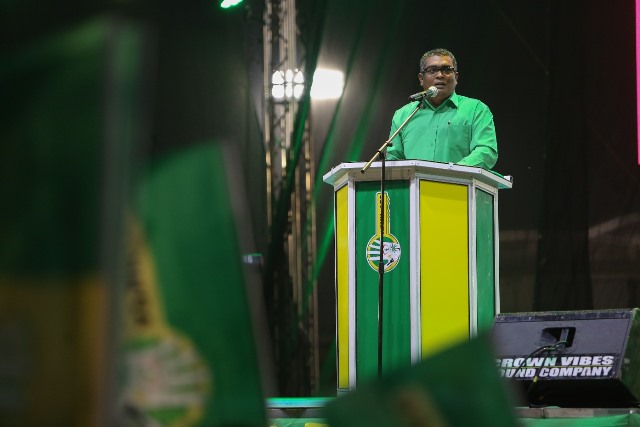 Regional Information Officer for Essequibo Islands-West Demerara, Ganesh Mahipaul during his address to the gathering.