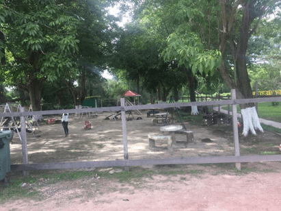 Works currently being executed on the fence and park environs.