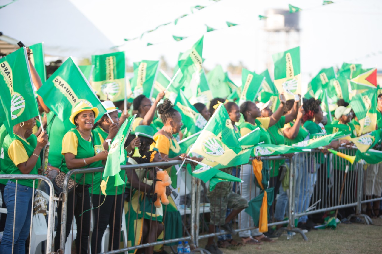 Some of the supporters as they gathered in the afternoon