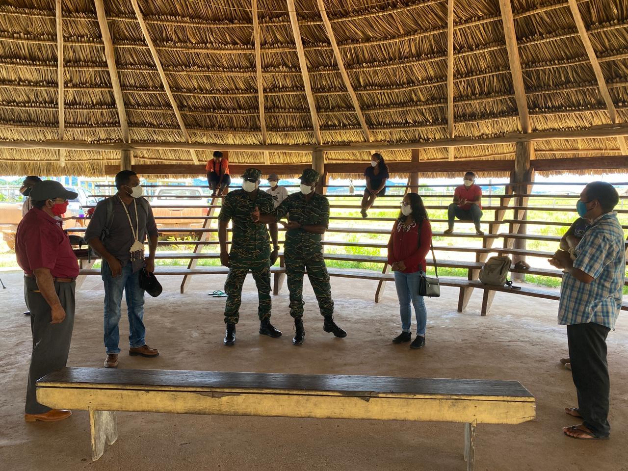 Minister of Local Government and Regional Development, Hon. Nigel Dharamlall, and Minister of Amerindian Affairs Hon. Pauline Sukhai, along with Director-General of the CDC, Lieutenant Colonel, Kester Craig during the visit to Region 9