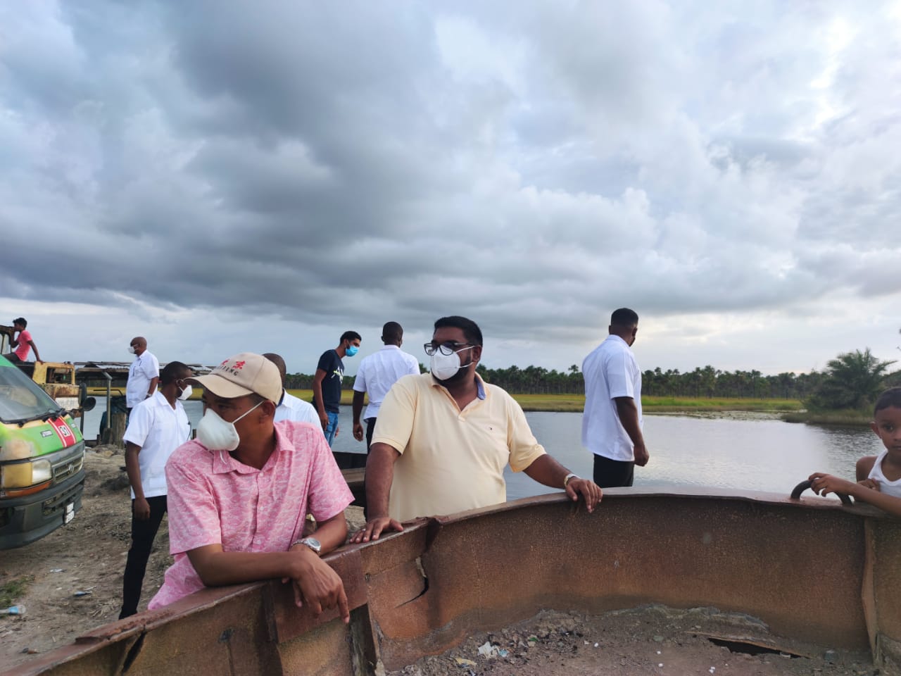 His Excellency, Dr, Mohamed Irfaan Ali, shares a moment with residents of canal Number 1, West Bank of Demerara.