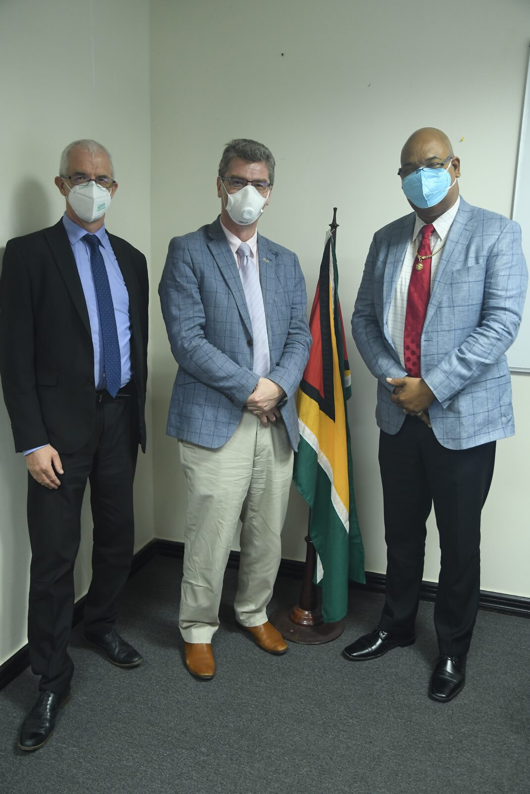 [In the photo, from right] Minister of Public Works, Hon. Bishop Juan Edghill, British High Commissioner to Guyana, His Excellency, Gregory Quinn, and Deputy British High Commissioner, Ray Davidson