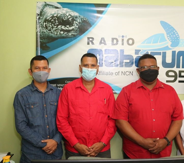 [from left to right] Radio Personality Marti De Souza; Minister of Housing and Water, Hon. Colin Croal and Regional Chairman, Brentol Ashley