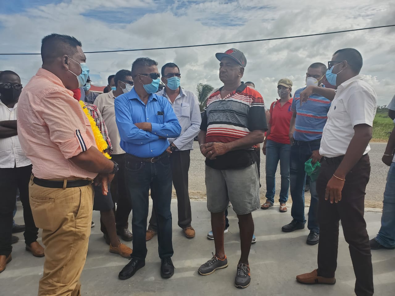 [In the photo, at extreme right] Minister of Agriculture, Hon. Zulfikar Mustapha, engaging farmers in Foulis, West Berbice.