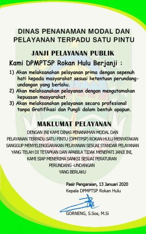 Dinas penanaman modal dan pelayanan satu pintu, kabupaten magetan. Dpmptsp Rokan Hulu
