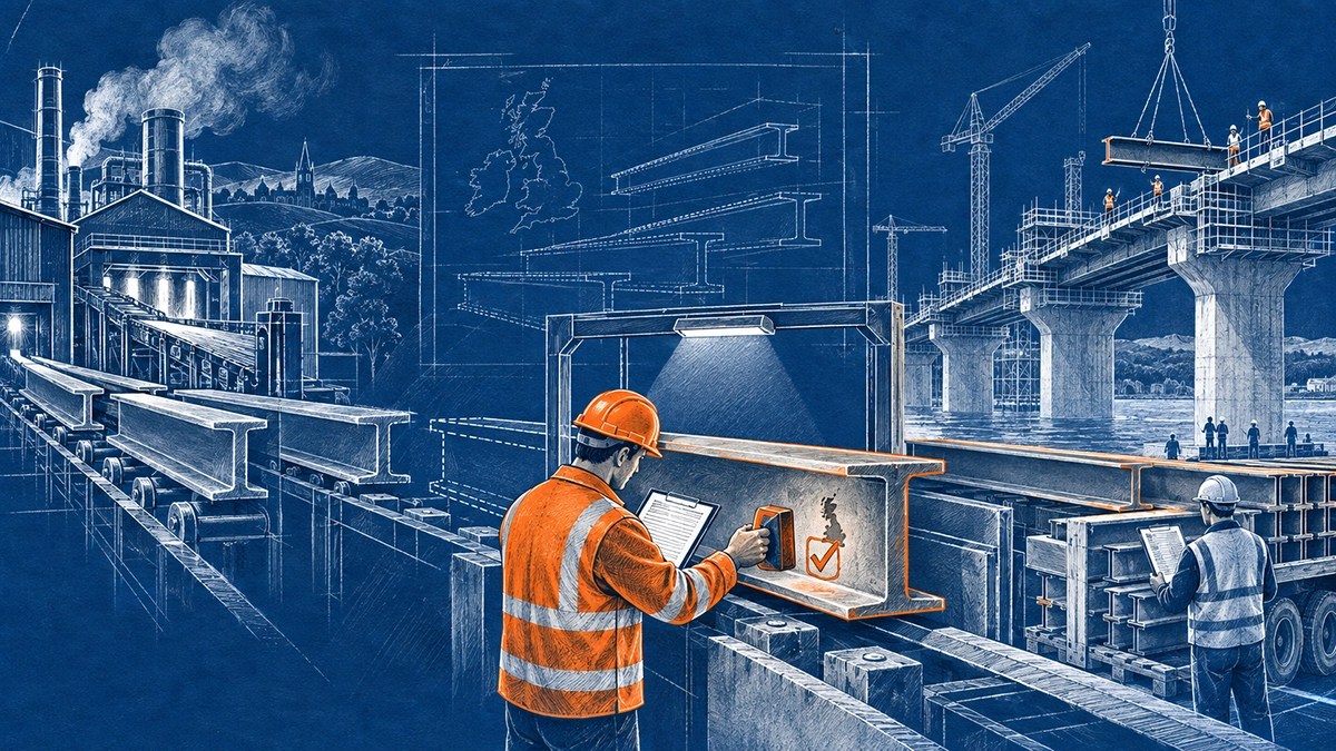 Contract managers verify the provenance of steel beams as they move from a domestic mill into a major infrastructure project.