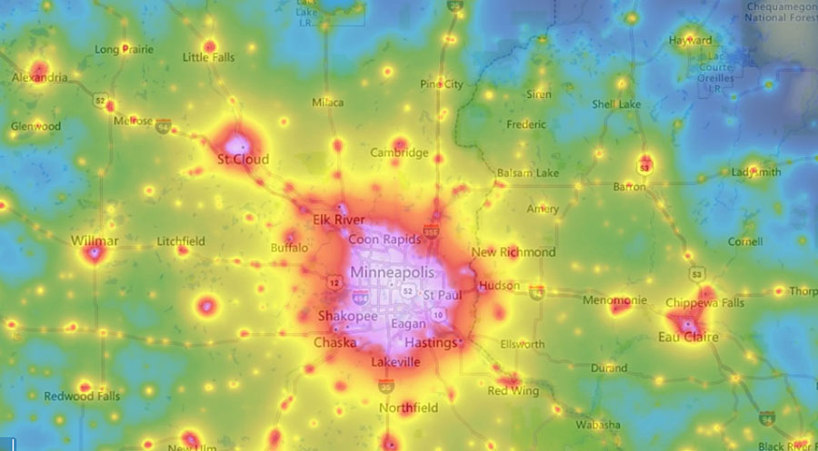 Severe Geomagnetic Storm Triggers Widespread Aurora October 10 11 Sky Light Pollution Map St Paul ST 