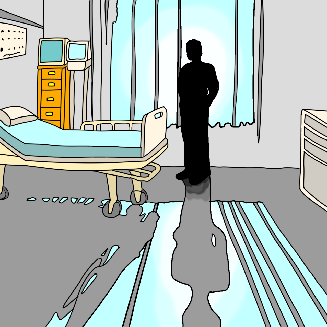 ネクロバズとむくつけき勇者たち 12 パーティションの人影