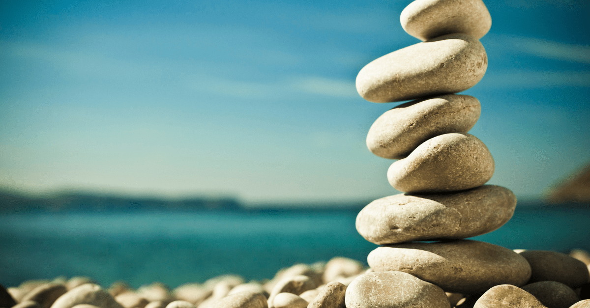 Balanced rocks on seashore