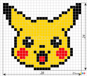 pixel pikachu draw cartoons drawdoo minecraft step colouring