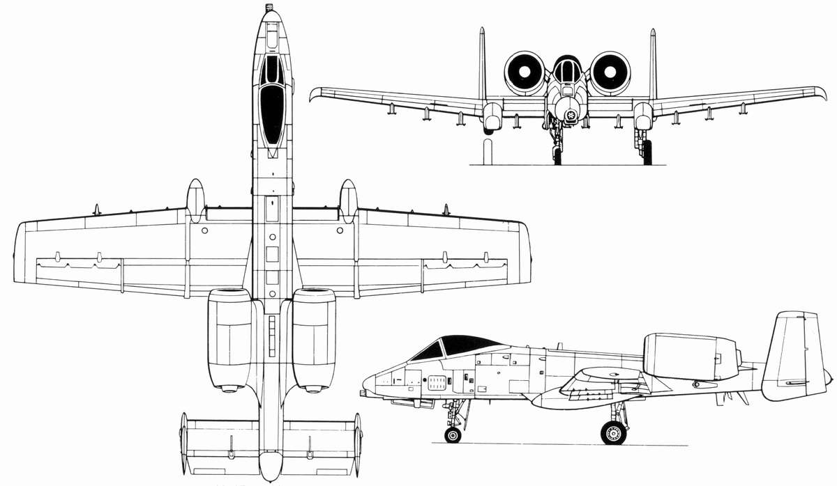 Fairchild republic a-10 thunderbolt ii blueprint